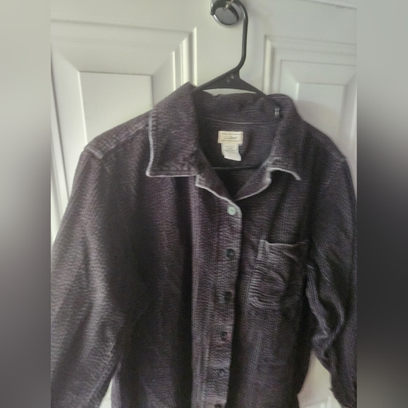 SOLD - LL Bean Wide Wale Corduory Black Button Up Womens L Reg - Picture 3 of 4